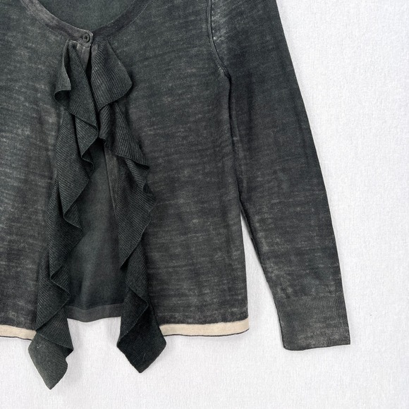 JUICY COUTURE Cardigan Sweater Womens XS Gray Merino Wool Ruffle One Button - Picture 5 of 16